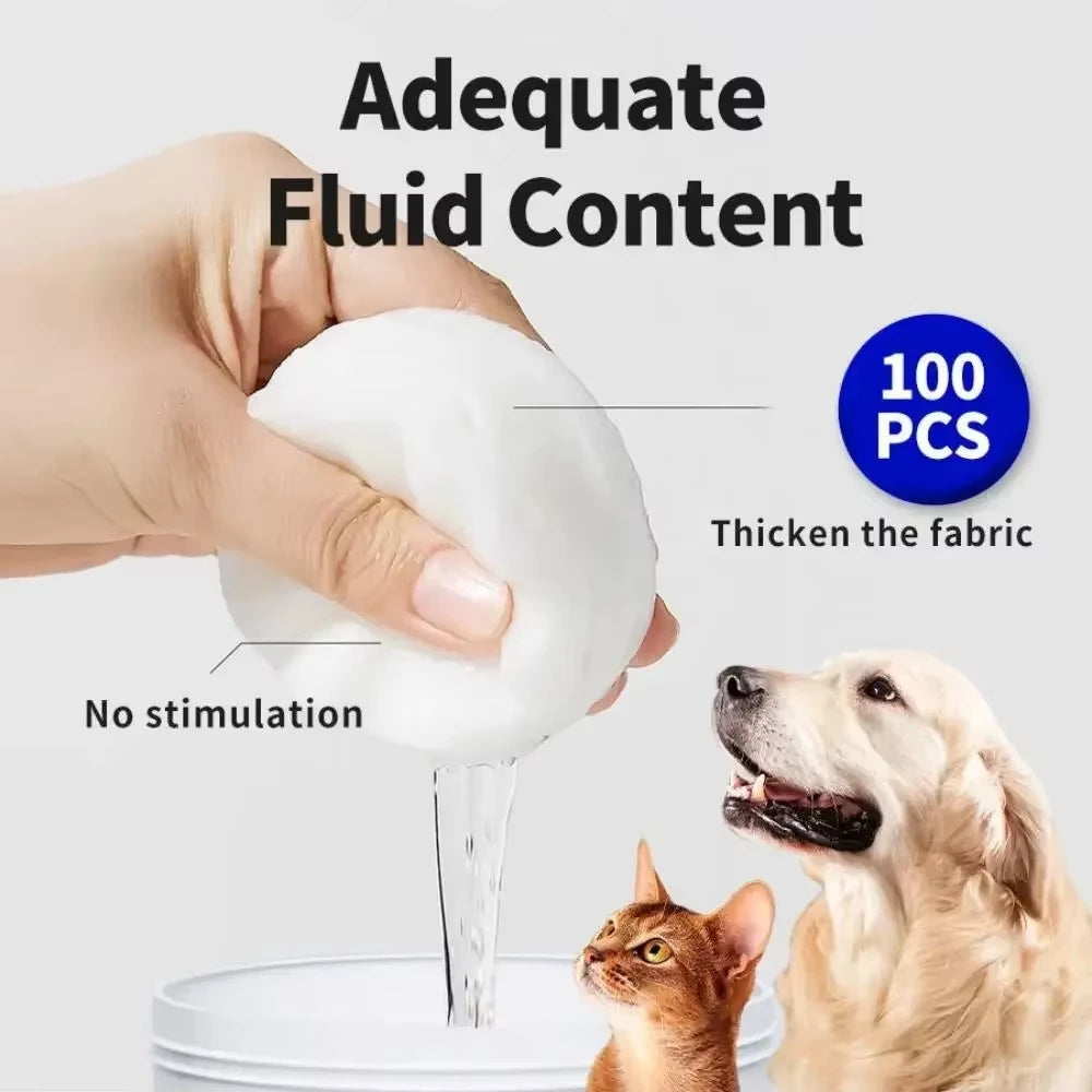 Lingettes Nettoyantes pour Chats & Chiens – 100 Pièces